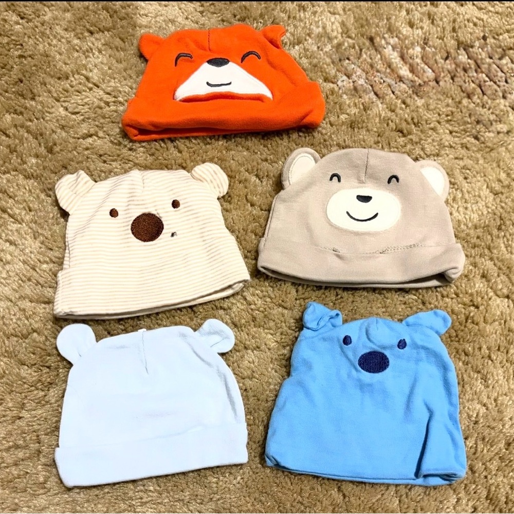 Set of 5 Bear Newborn Hats